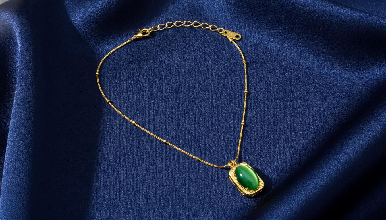 Luxe Green Stone Gold Pendant Necklace for Women