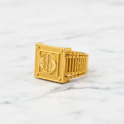 Imperial Emblem Geometric Statement Ring for Men
