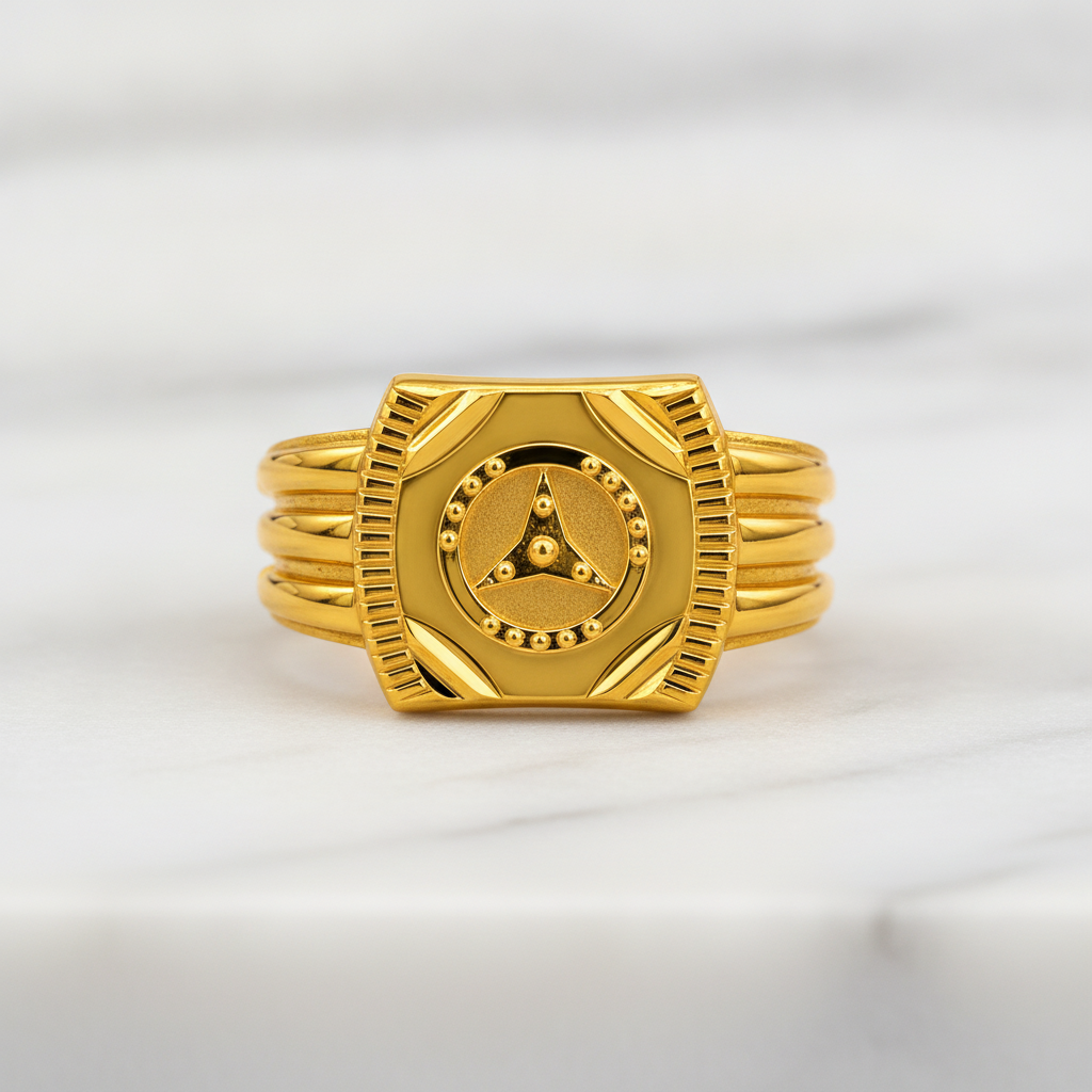 Royal Triad Crest Statement Ring for Men