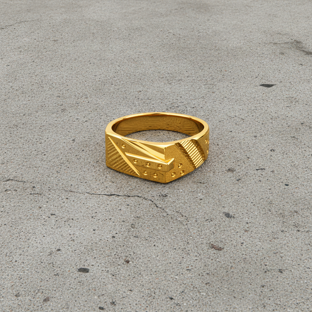 Bold Geometric Textured Statement Ring for Men