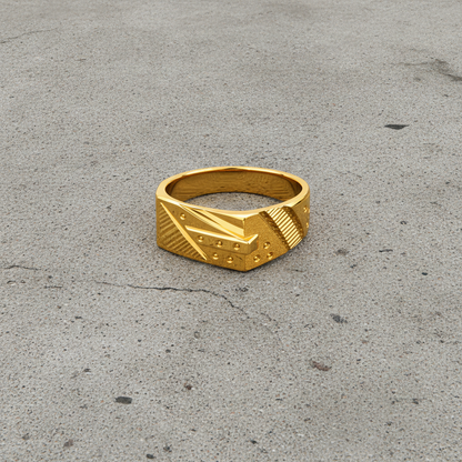 Bold Geometric Textured Statement Ring for Men