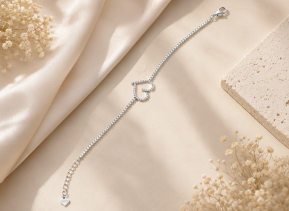 Heart Shape Cubic Zirconia 925 Sterling Silver Bracelet