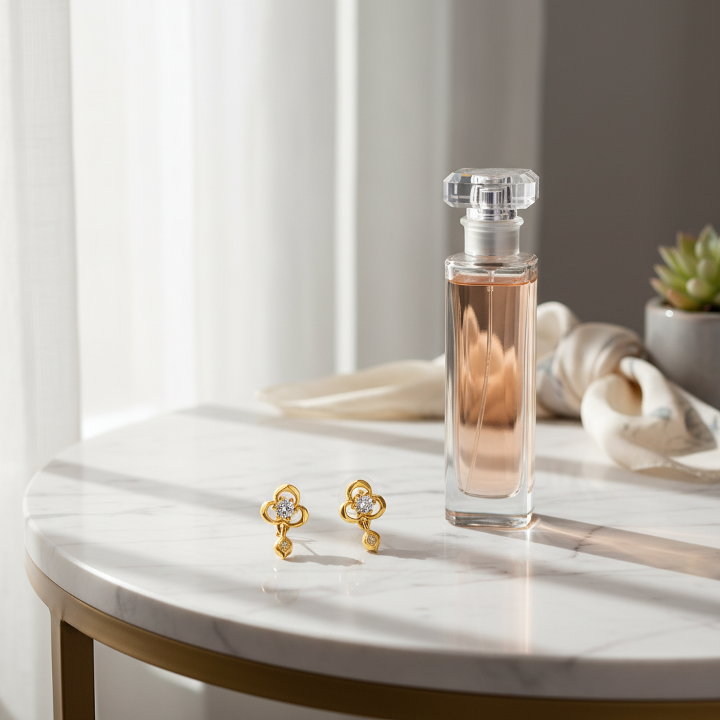NuGold Clover Crystal Drop Gold-Toned Stud Earrings for Women