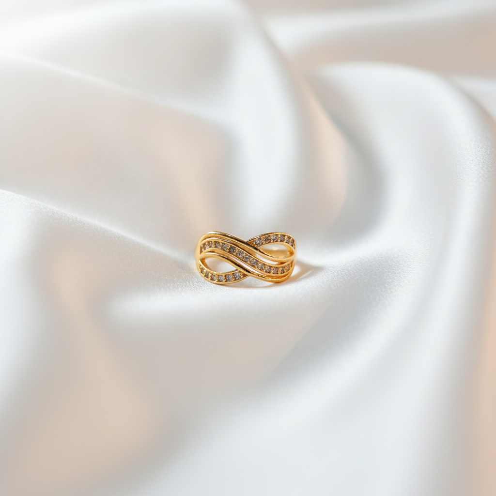 Regal Infinity Wave Sparkle Statement Ring for Women