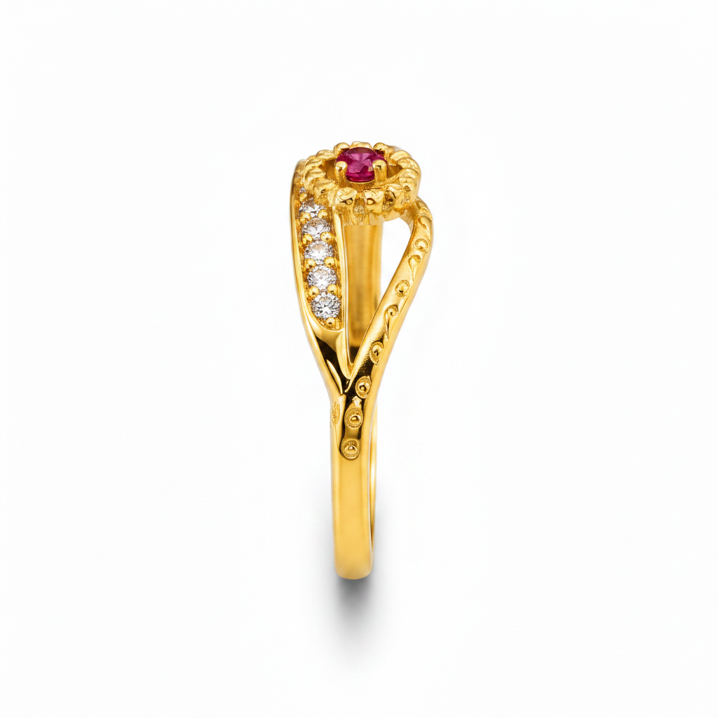 Imperial Ruby Bloom CZ Statement Ring