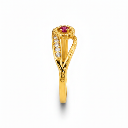 Imperial Ruby Bloom CZ Statement Ring