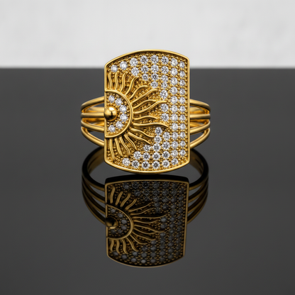 Golden Sunburst Radiance Statement Ring