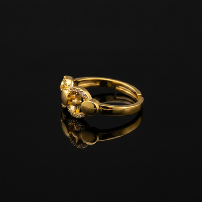 NUGOLD Elegant Twin Circle Heritage Adjustable Ring for Women
