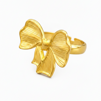 NUGOLD Adjustable Ribbon Bow Ring for Women & Girls