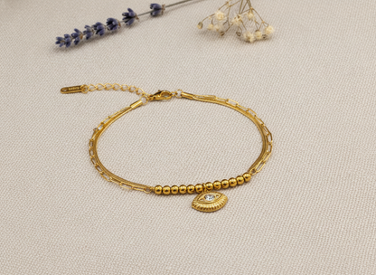 NUGOLD Trendy Double Layer Evil Eye Bracelet