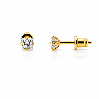 NuGold Solitaire Crystal Gold-Toned Stud Earrings for Women