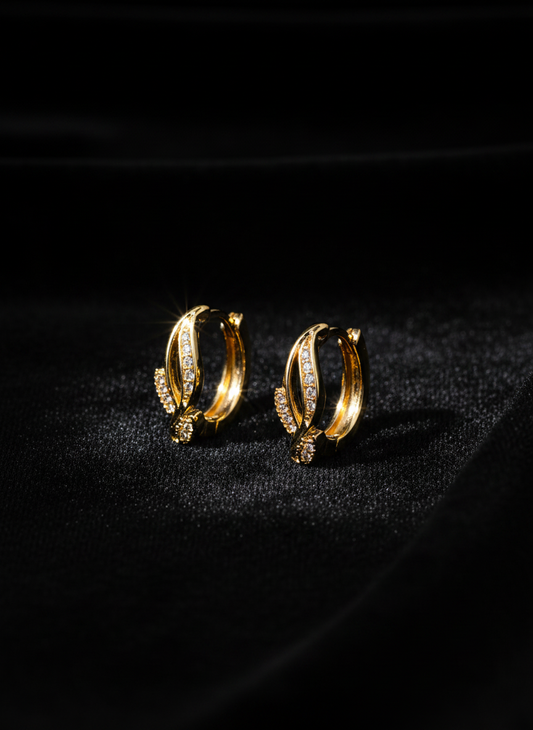 Twisted Crystal Gold-Toned Hoop Earrings for Women