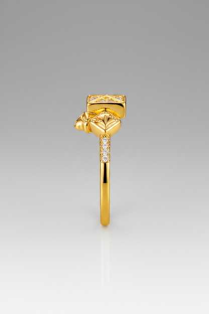 NuGold Royal Geometric Diamond Accent Gold Ring for Women