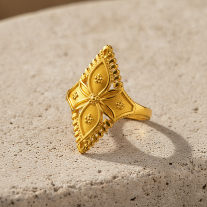 Royal Four-Petal Heritage Crest Statement Ring for Women