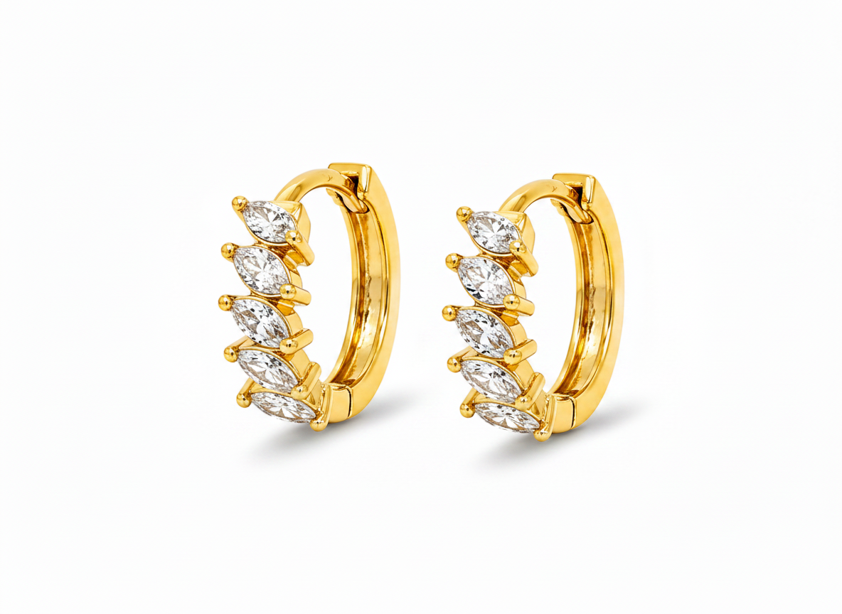 NuGold Luxury Gold Plated Leaf Design Hoop Earrings for Women & Girls