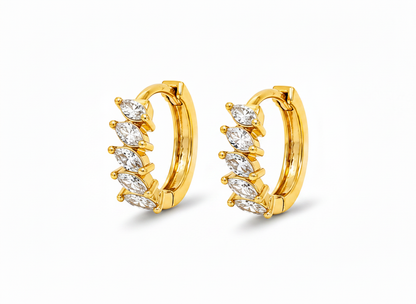 NuGold Luxury Gold Plated Leaf Design Hoop Earrings for Women & Girls