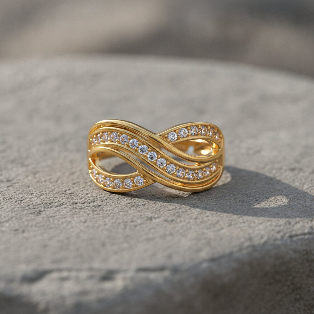 Regal Infinity Wave Sparkle Statement Ring for Women