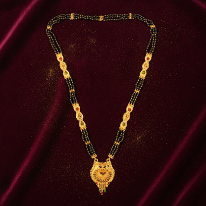 Ethnic Mangalsutra with Intricate Floral Temple Pendant