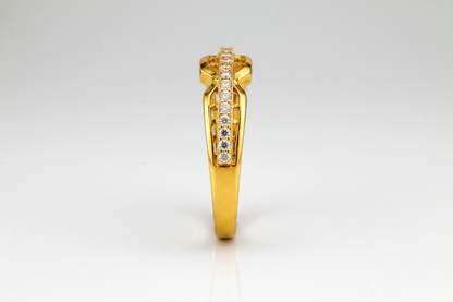 NuGold Crystal Infinity Twist Gold Ring for Women