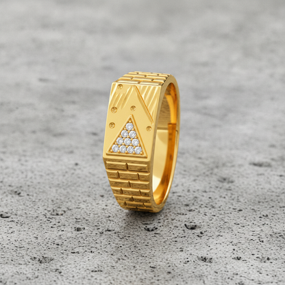 Classic Crystal CZ Triangle Statement Ring for Men
