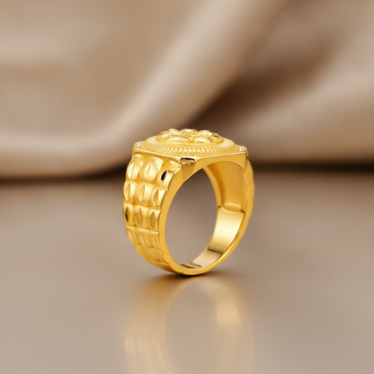 Ornate Floral Medallion Statement Ring for Men