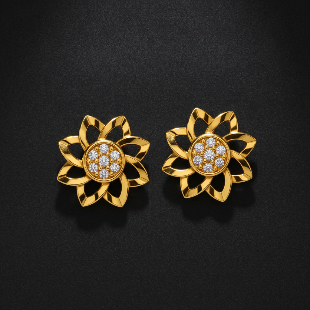 Elegant Floral Halo Sparkle Stud Earrings