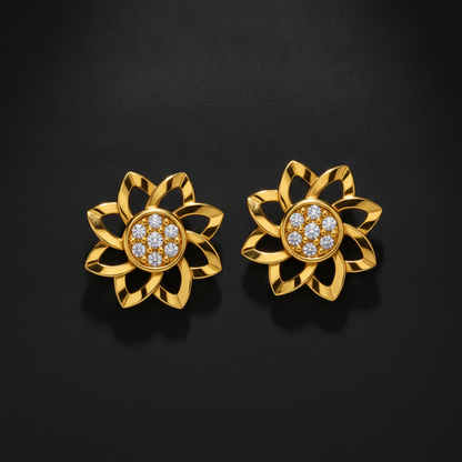 Elegant Floral Halo Sparkle Stud Earrings