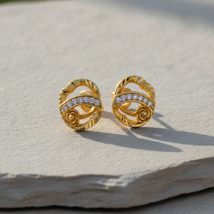 Sculpted Ribbon & Rosetta Infinite Loop Statement Earrings