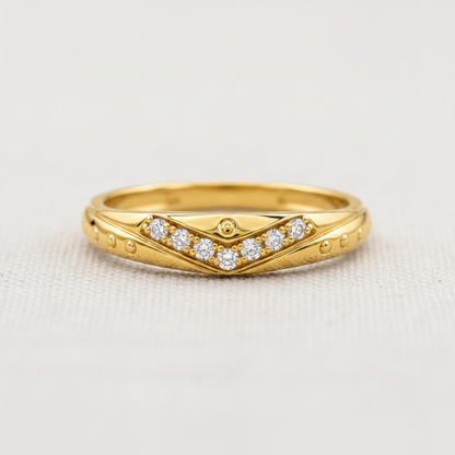 Elegant V-Shape Stone Detail Ring for Women