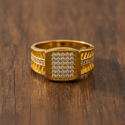 Premium Square Pavé Statement Ring for Men