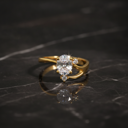Elegant Oval Cut Crystal Solitaire Ring for Women