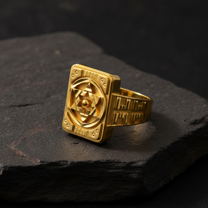 Royal Geometric Star Medallion Statement Ring