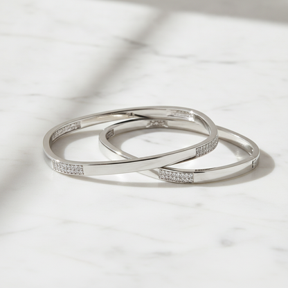 925 Silver Square CZ Bangles for Women
