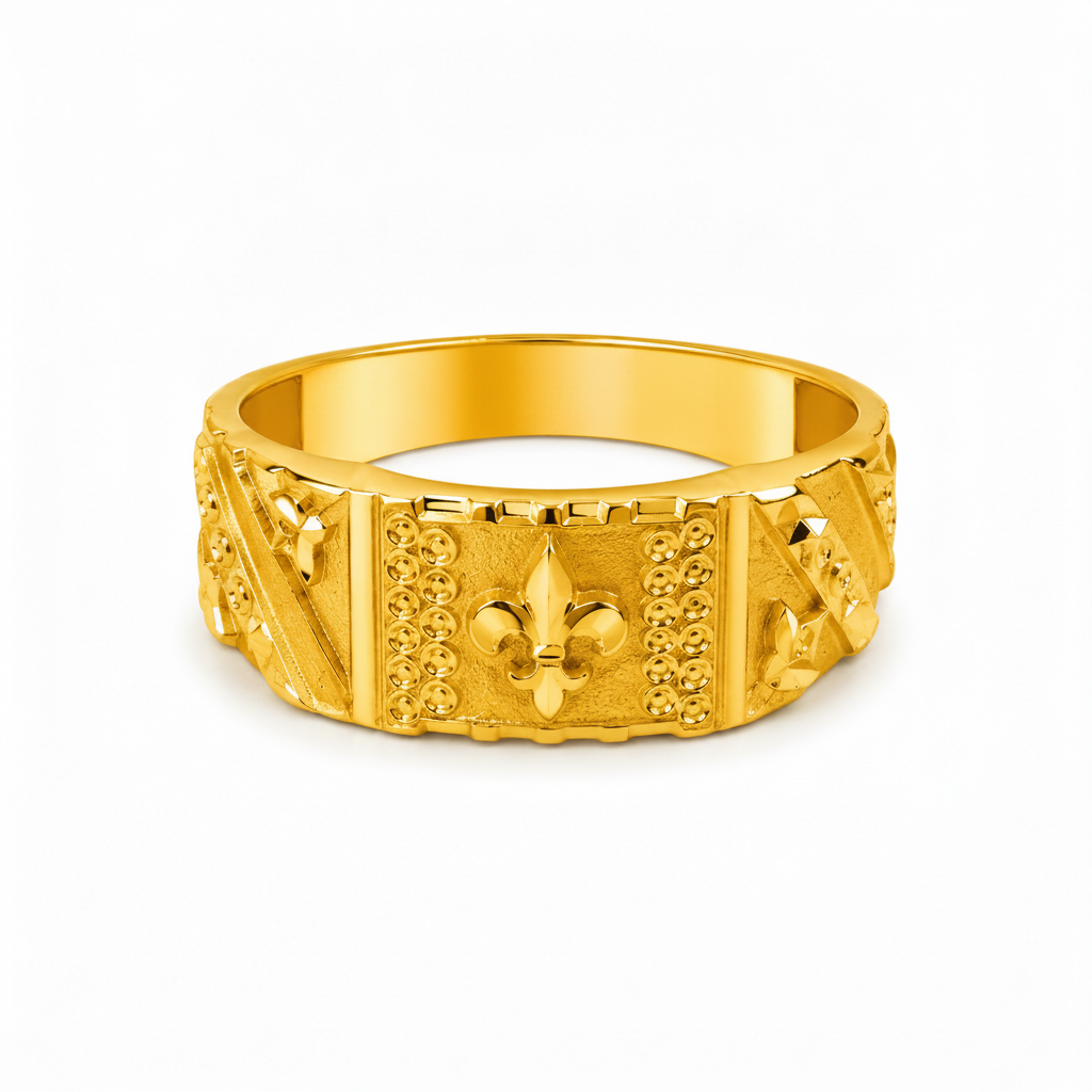 Royal Fleur Crest Heritage Statement Ring for Men