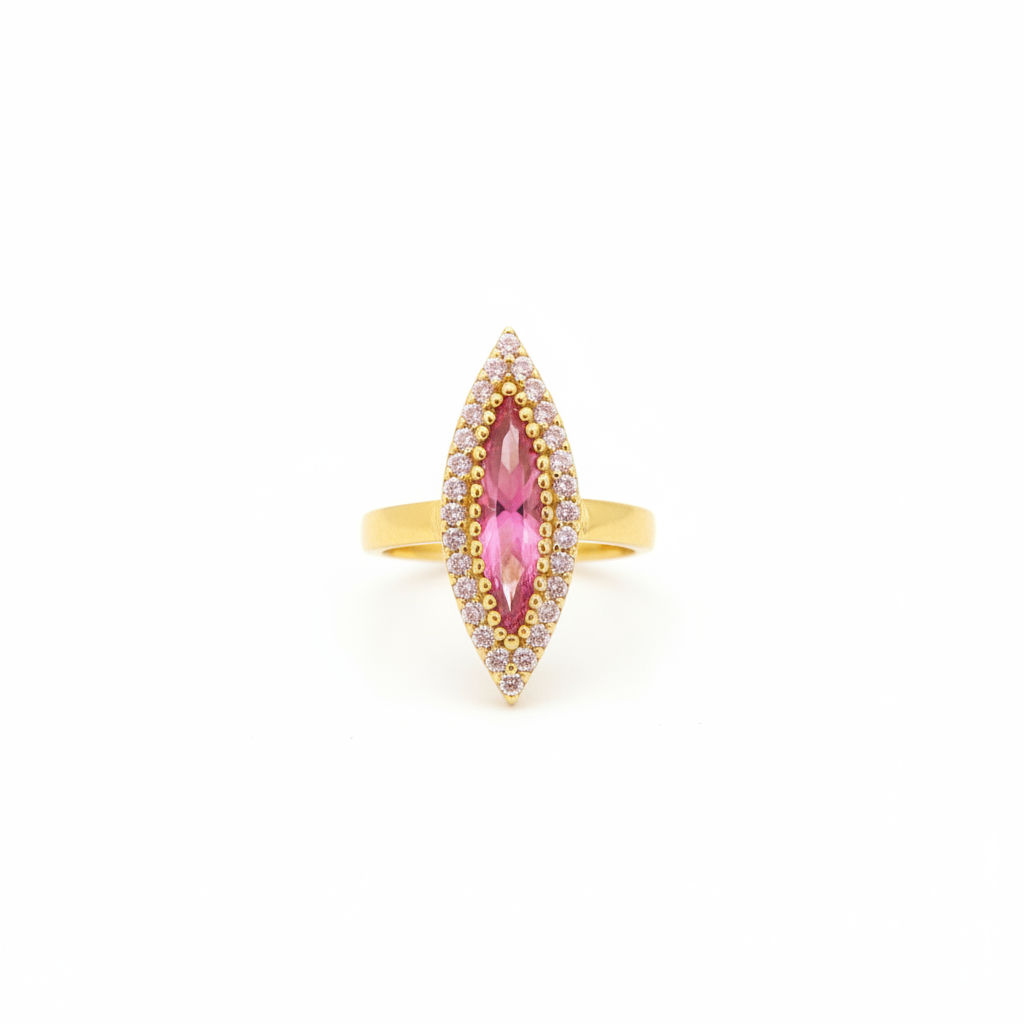 NuGold Pink Royale Marquise Statement Ring