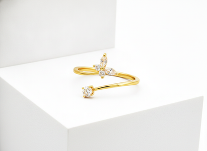 NUGOLD Bloom Spark CZ Open Ring for Women