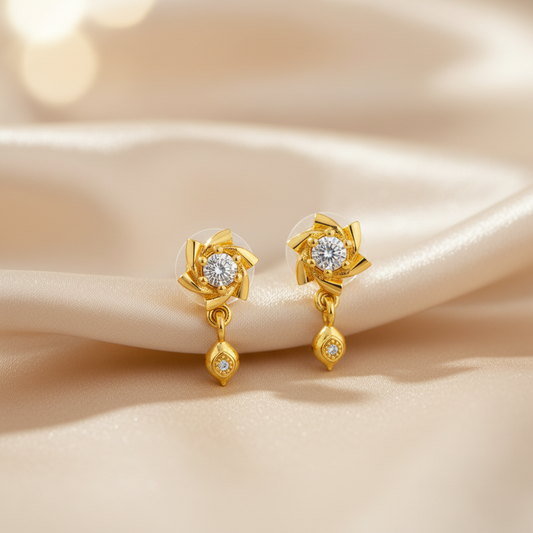 NuGold Twinkle Bloom Crystal Drop Earrings