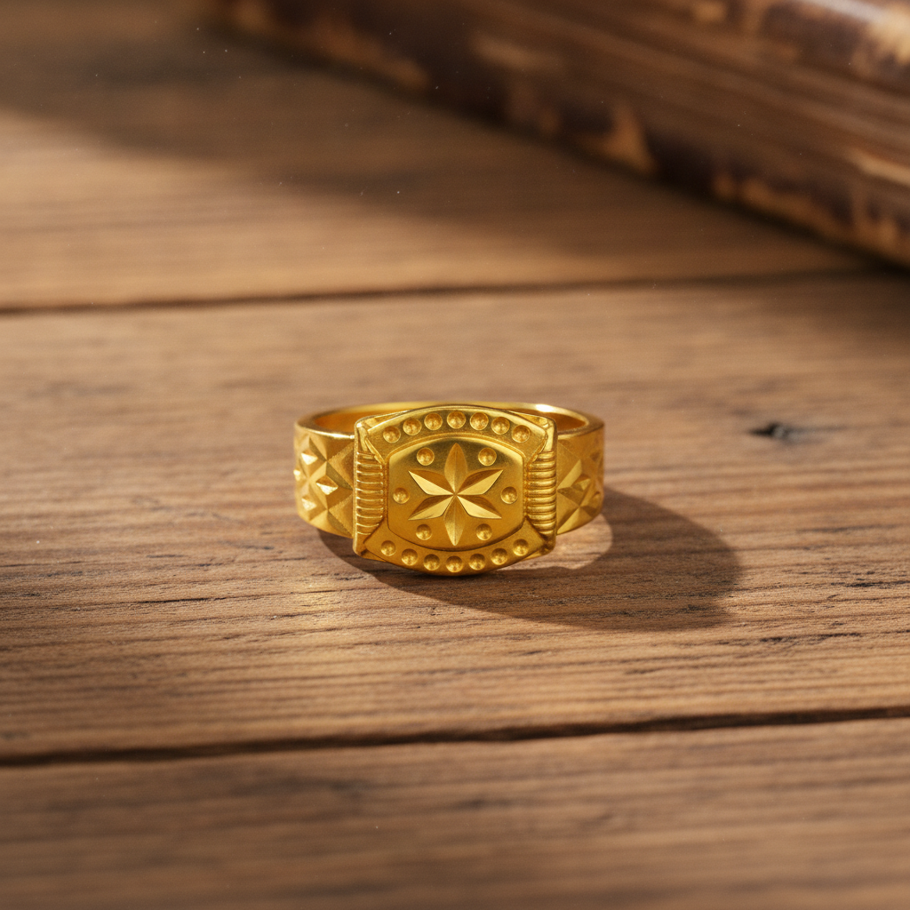 Elegant Floral Motif Statement Ring for Men