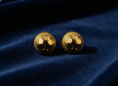 NuGold Textured Gold-Toned Round Stud Earrings for Women