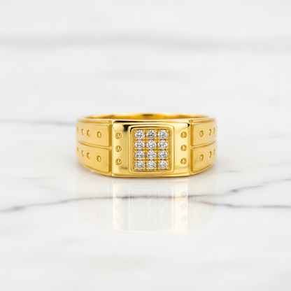 Premium Square Cluster Crystal Band Ring for Men