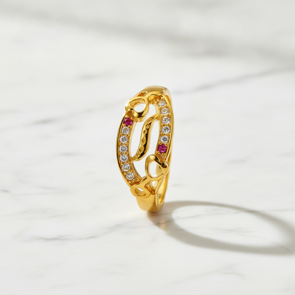 Dainty Heart Cutout Statement Ring