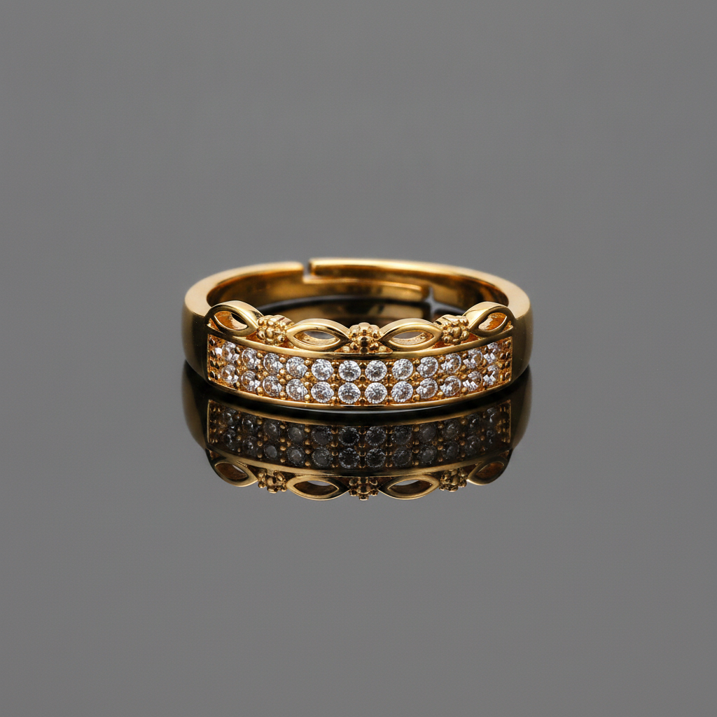 Royal Leafline Pavé Elegance Statement Ring for Women