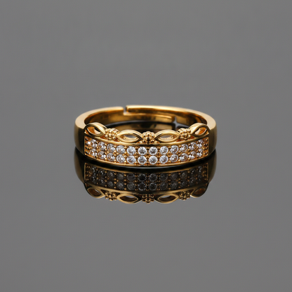 Royal Leafline Pavé Elegance Statement Ring for Women