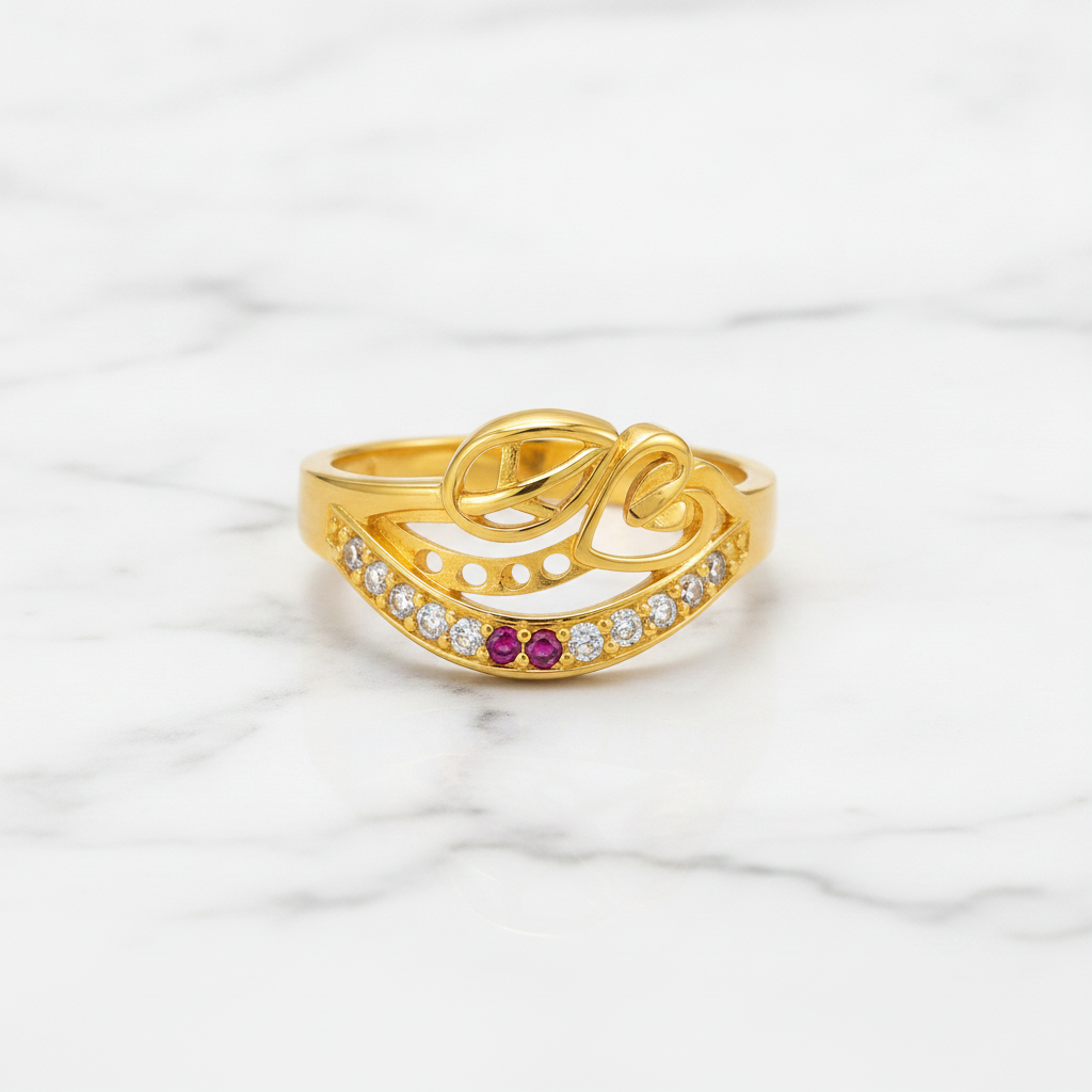 Royal Swirl Ruby Pavé Statement Ring
