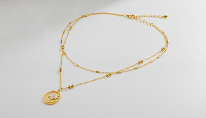 Golden Daisy Flower Layered Necklace for Women