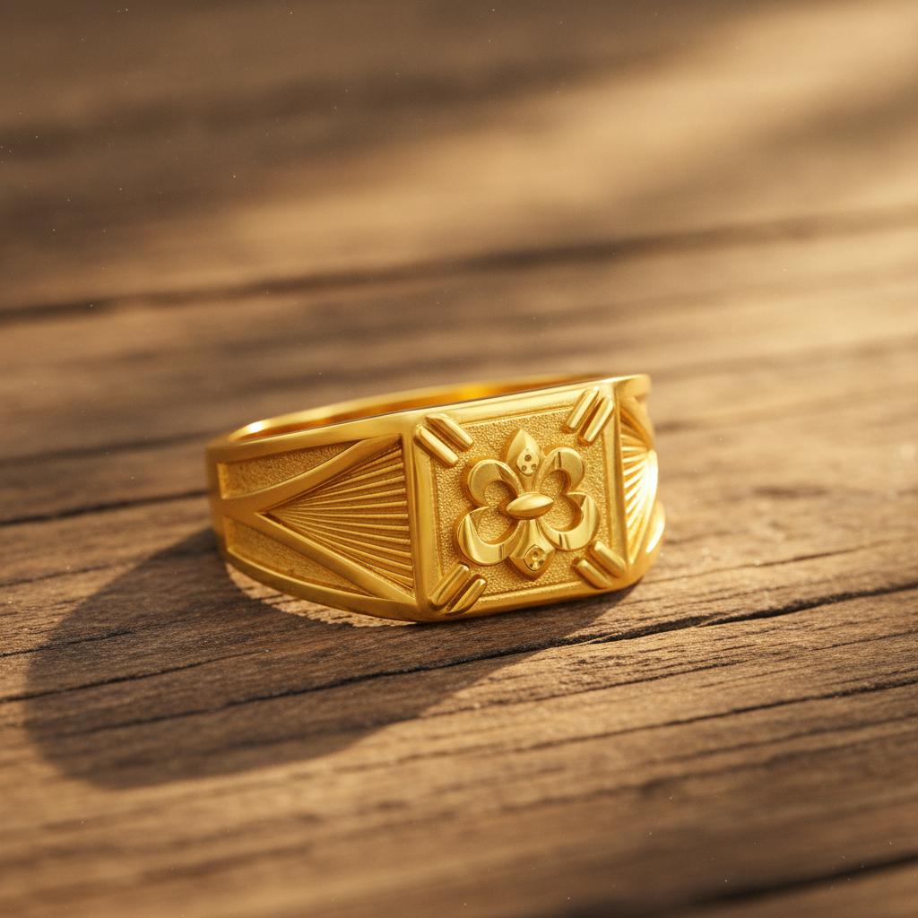 Royal Floral Crest Heritage Statement Ring for Men
