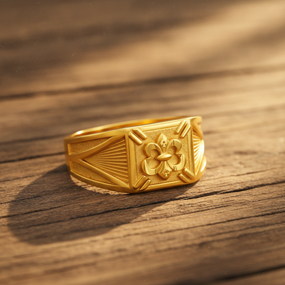 Royal Floral Crest Heritage Statement Ring for Men