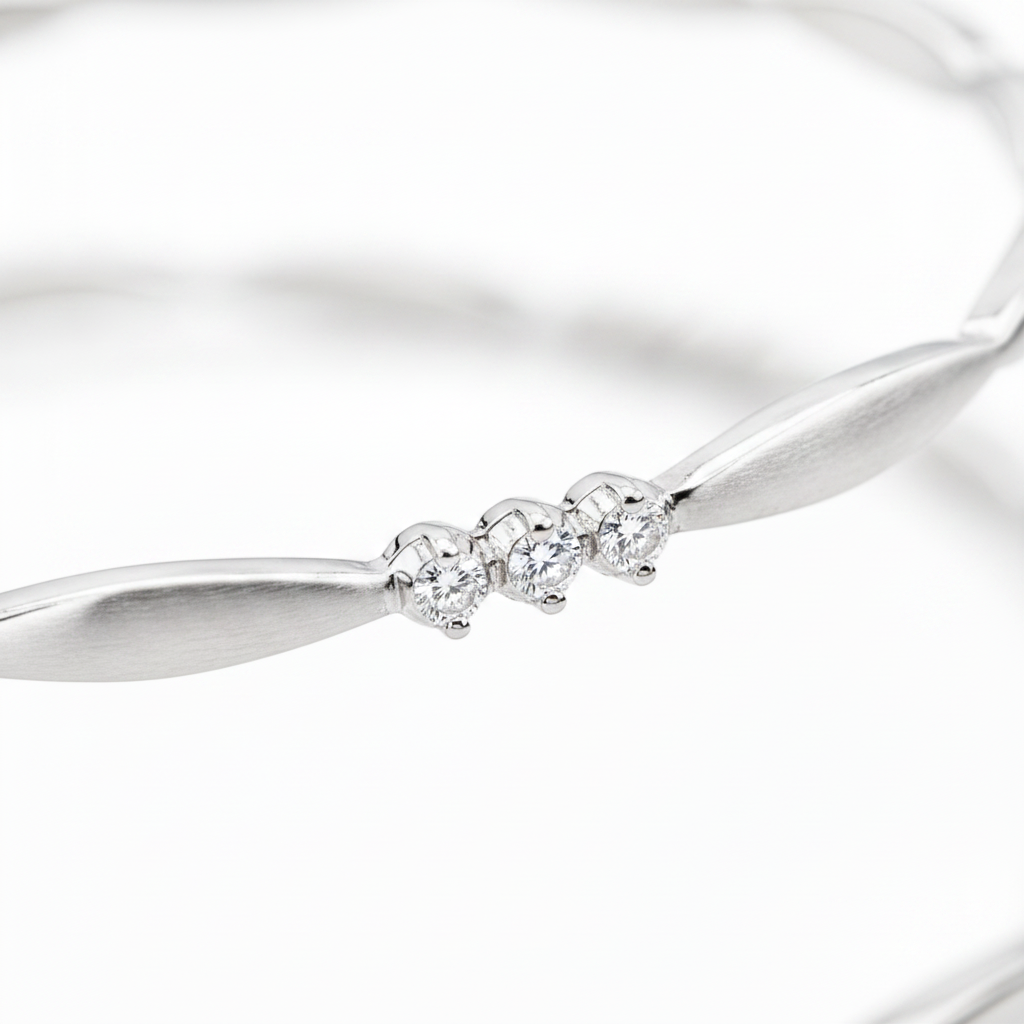 925 Silver Elegant Twisted Bangles with Cubic Zirconia