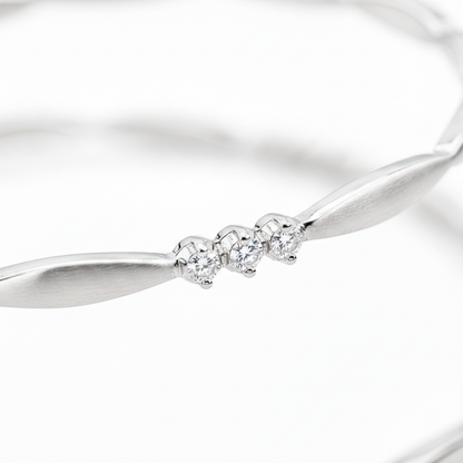 925 Silver Elegant Twisted Bangles with Cubic Zirconia