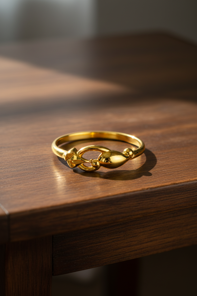 NuGold Golden Leaf Charm Ring
